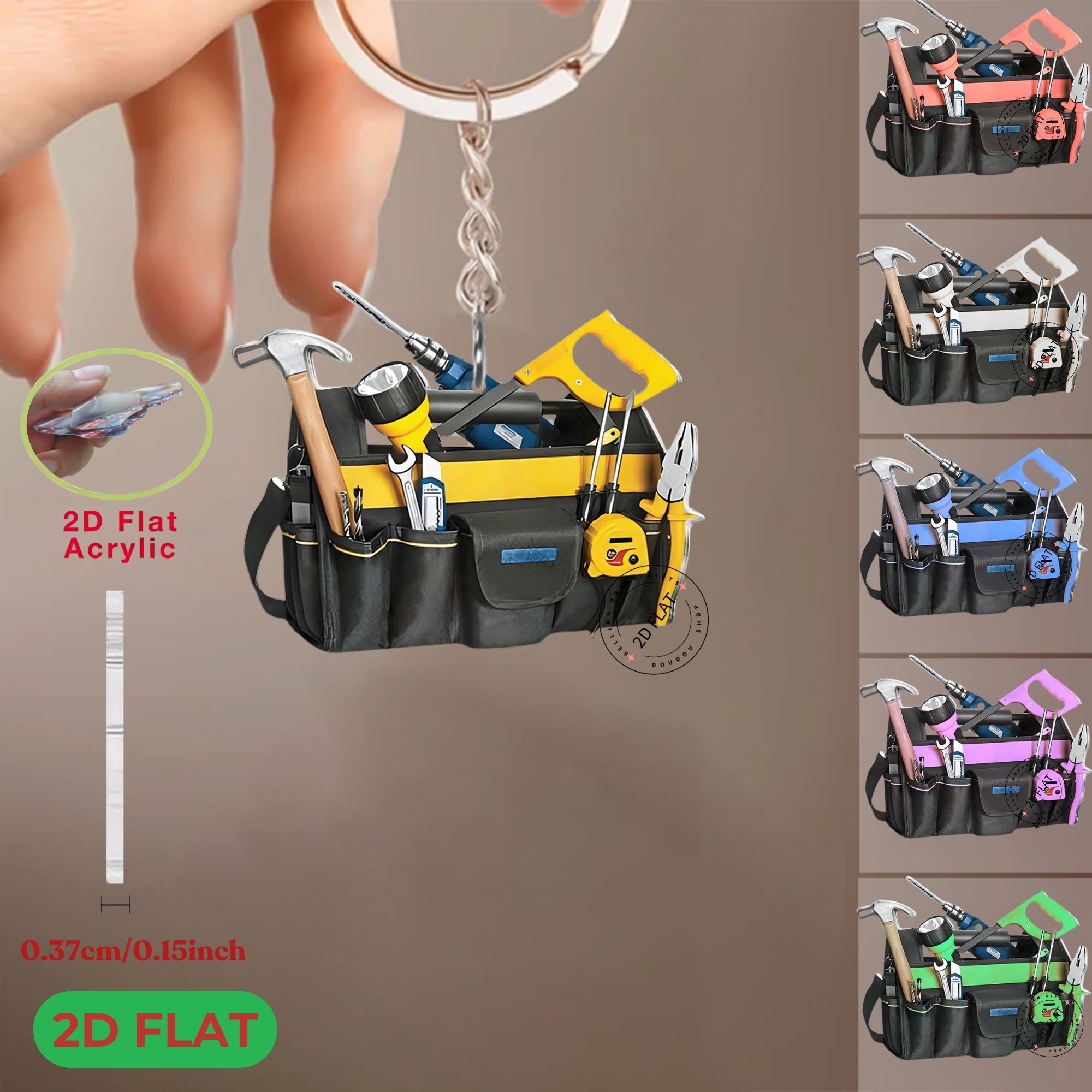 Home Gym Tools - 1Pc 2D Flat Repair Tools Keychain,