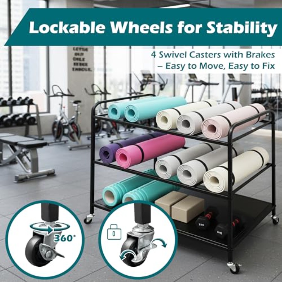 Yoga Mat Rack Storage Basket w - Home Gym Yoga Storage 评论和价格