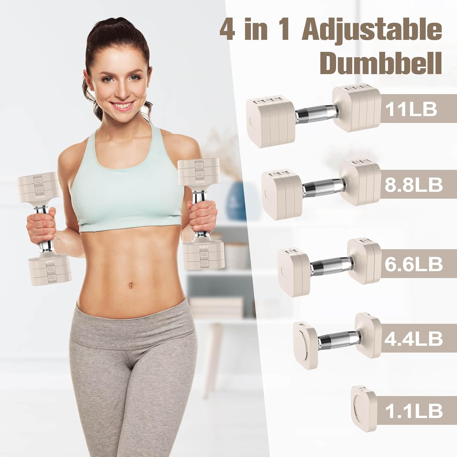 Adjustable Dumbbells Set, 22LB - Home Gym Gym 评论和价格