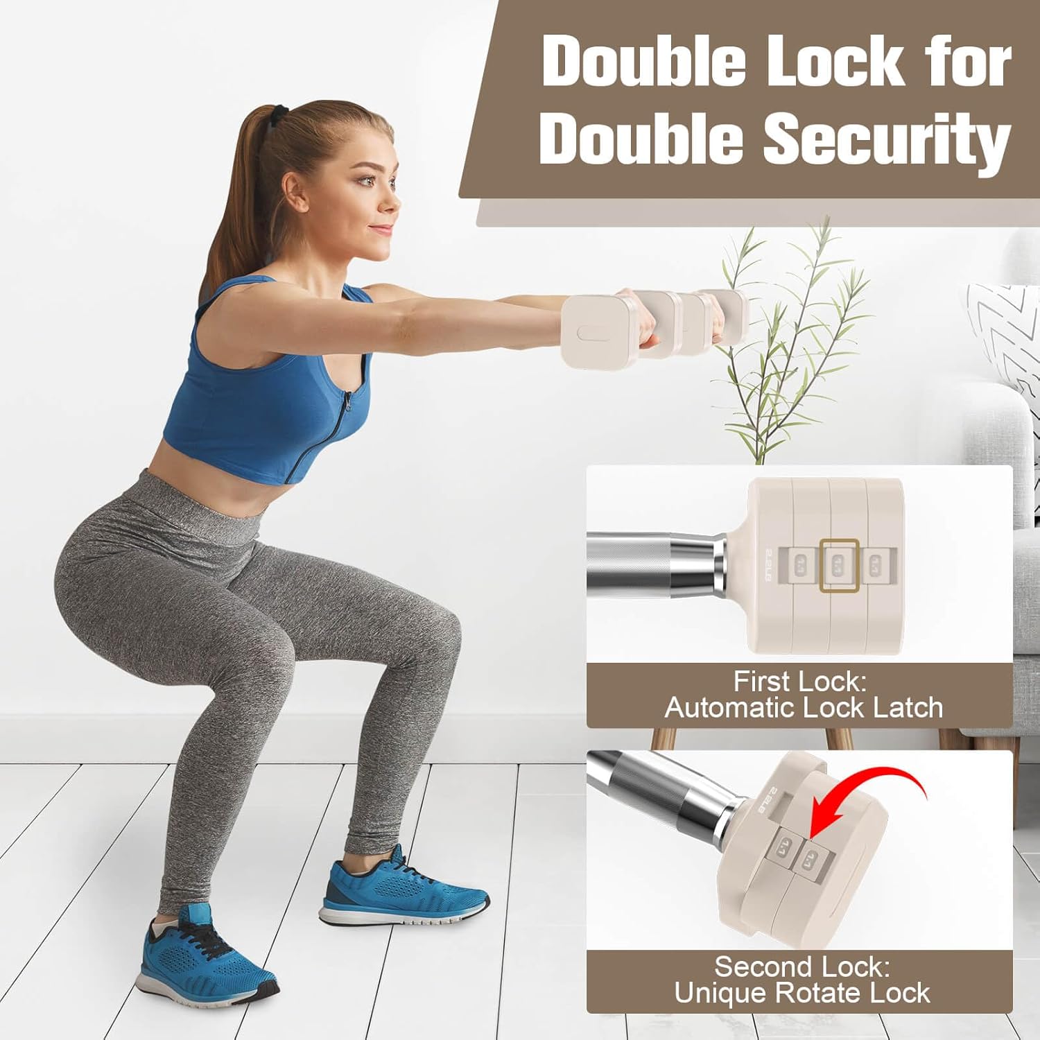 Adjustable Dumbbells Set, 22LB - Home Gym Gym 评论和价格