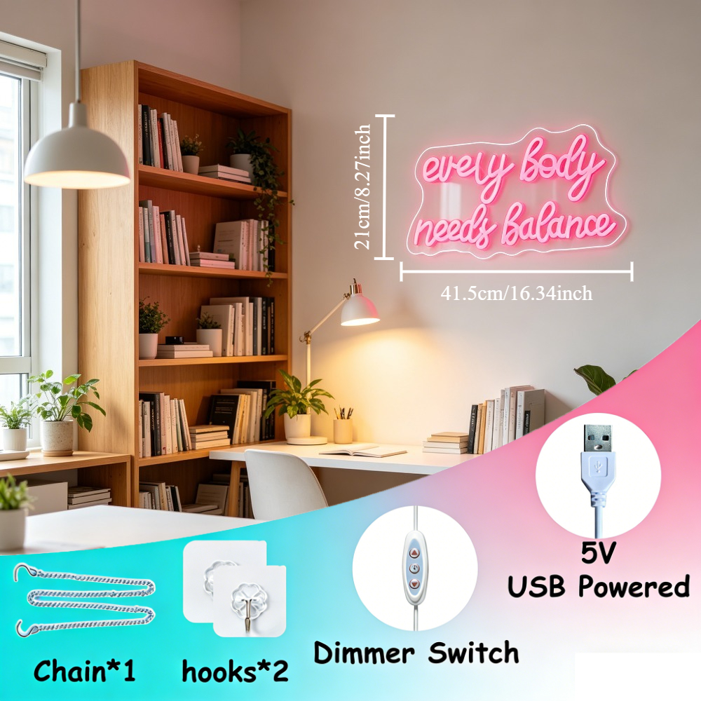 Neon Sign Everybody Needs Bala - Home Gym Yoga Studio 评论和价格