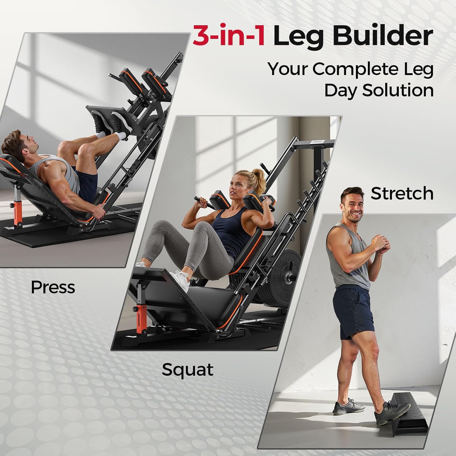 FEIERDUN 3‑in‑1 Leg Press Hack - Home Gym Training Program 评论和价格