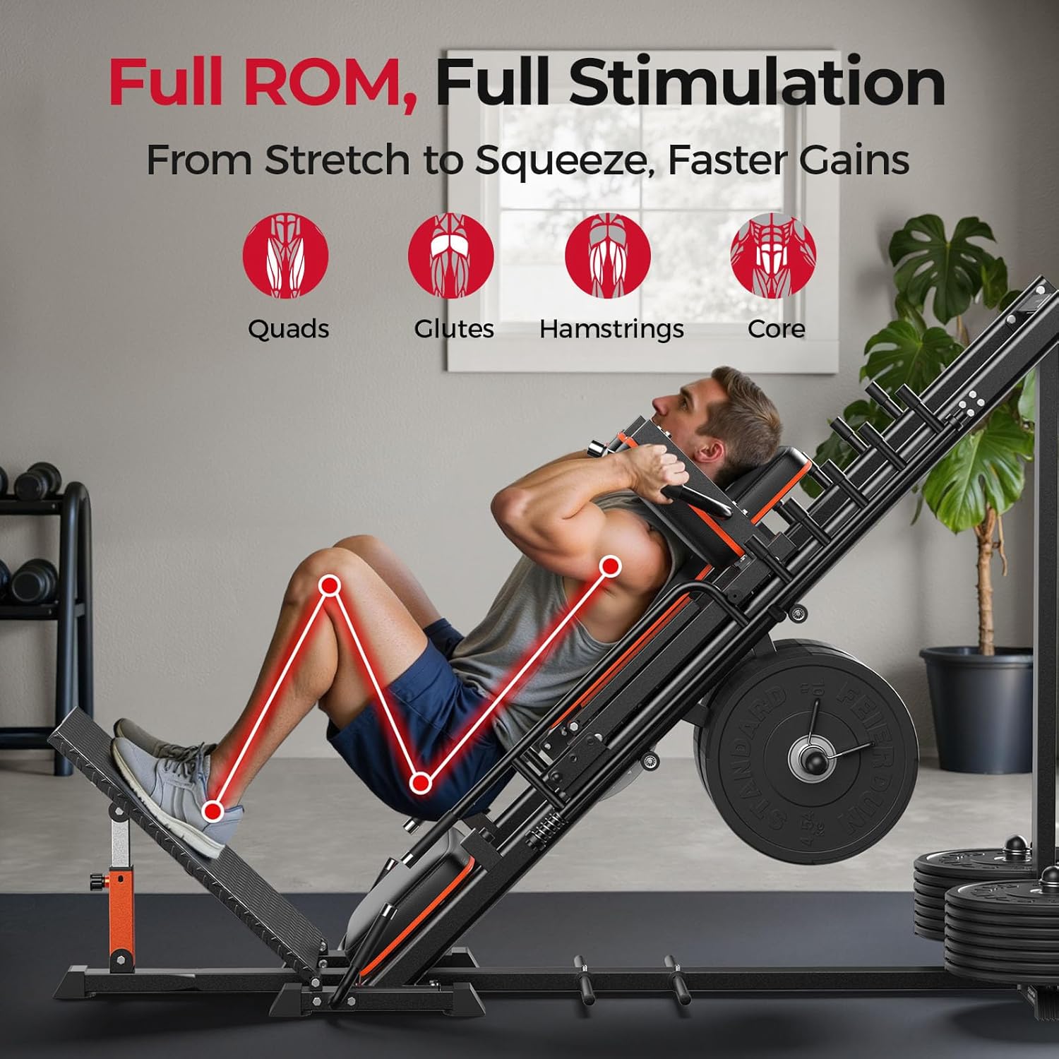 FEIERDUN 3‑in‑1 Leg Press Hack - Home Gym Training Program 评论和价格